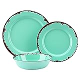Rustic Melamine Dinnerware Set,12-Piece Plates and