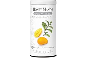 The Republic of Tea – Honey Mango 100% White Tea Bags, Steeps 50 Low-Caffeinated Cups