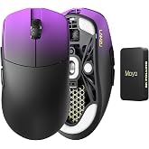 Lamzu Maya Champion Edition Wireless Gaming Mouse, Ultra-Lightweight 45g, Optical Switch, Golden TTC Dust-Proof Encoder, Pixart PAW 3950 IC, 8K Compatible, for Small Hand Users(Purple Shadow)