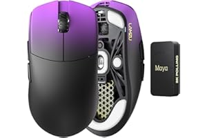 Lamzu Maya Champion Edition Wireless Gaming Mouse, Ultra-Lightweight 45g, Optical Switch, Golden TTC Dust-Proof Encoder, Pixart PAW 3950 IC, 8K Compatible, Compatible with PC/Mac (Purple Shadow)