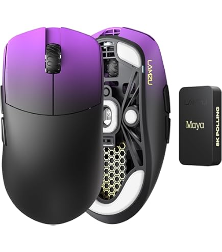 Mouse para jogos GWolves sem fio leve HTS Plus 4K, ~48 g, baixa