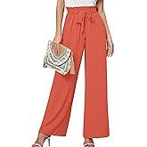 Heymoments Women's Wide Leg Lounge Pants with Pockets Lightweight High Waisted Palazzo Adjustable Tie Knot Flowy Trousers
