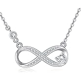Infinity Necklace 925 Sterling Silver Love Heart Morganite Pendant Fine Jewelry for Women Lover