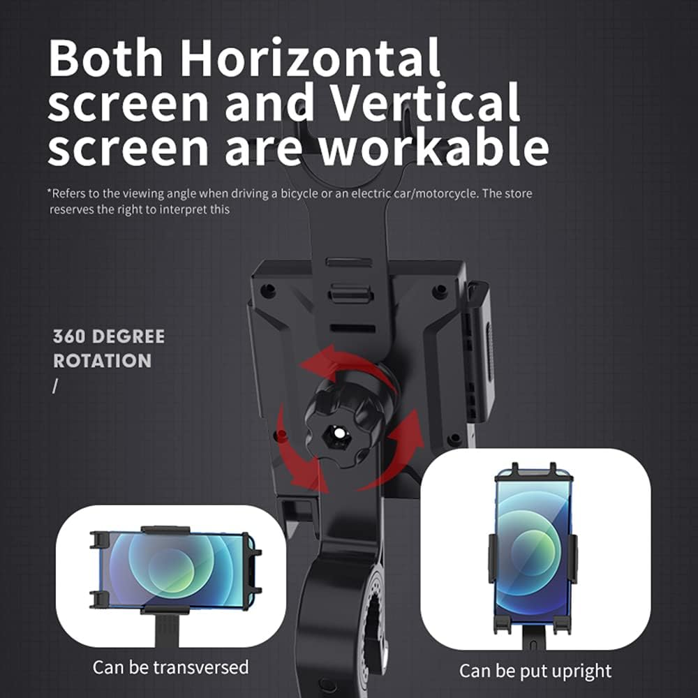 Bike Phone Mount Holder, 360°Rotatable Motorcycle Phone Mount, Universal Bike/Motorcycle Phone Stand on Handlebar Compatible with 4.7"-6.7" Phones, Tool Free Install