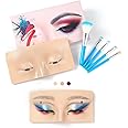 Bueuo Makeup Practice Face Board, 3D Reusable Silicone Make up Mannequin Face with 5PCS Makeup Brush, Eye Make up Practice Board for Beginner or Professional Enthusiasts