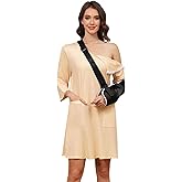 Liokoc Women's Post Shoulder Surgery Dress 3/4 Sleeve Full Open Side Snap Tear Away Adaptive Clothing with Pockets