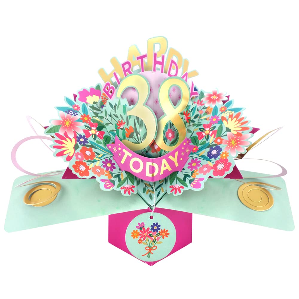 Happy 38th Birthday 38 Today Pop-Up Greeting Card Love Kate's Pop Up Cards Her POP215MC38