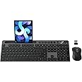 Wireless Keyboard and Mouse Combo, MARVO 2.4G Ergonomic Wireless Computer Keyboard with Phone Tablet Holder, Silent Mouse with 6 Button, Compatible with MacBook, Windows (Grey)