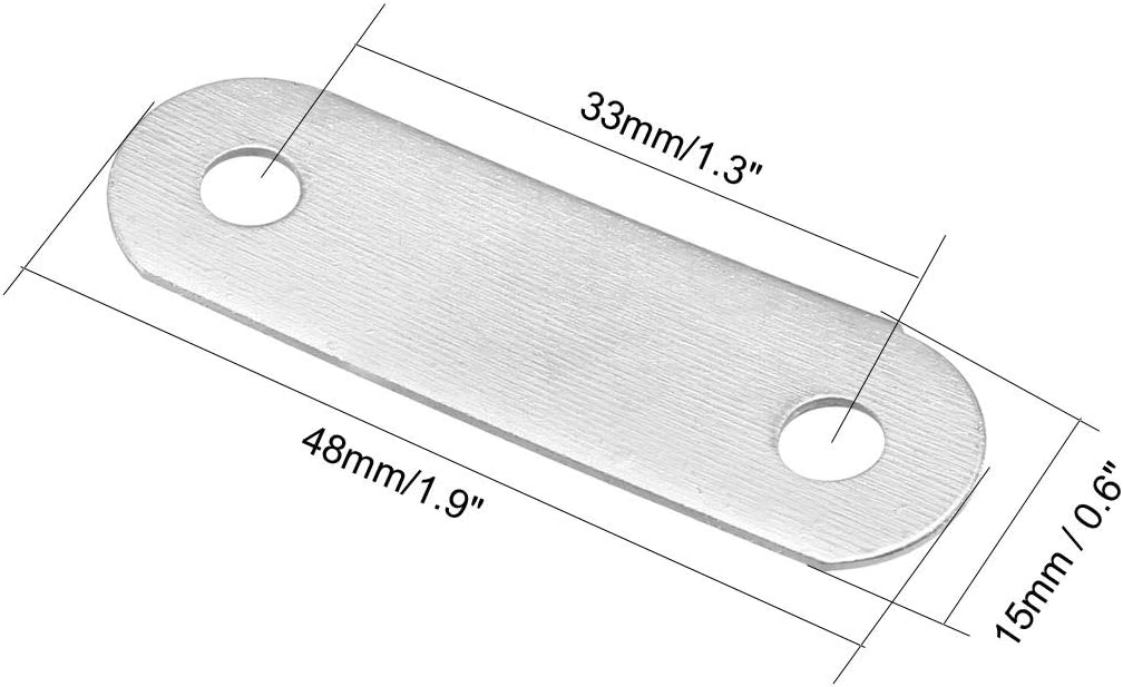 Sourcingmap Repair Plate, 48mmx15mm, Flat Fixing Mending Corner Brace Bracket Connector, Pack of 10, Silver, 48mm x 15mm - Image 4