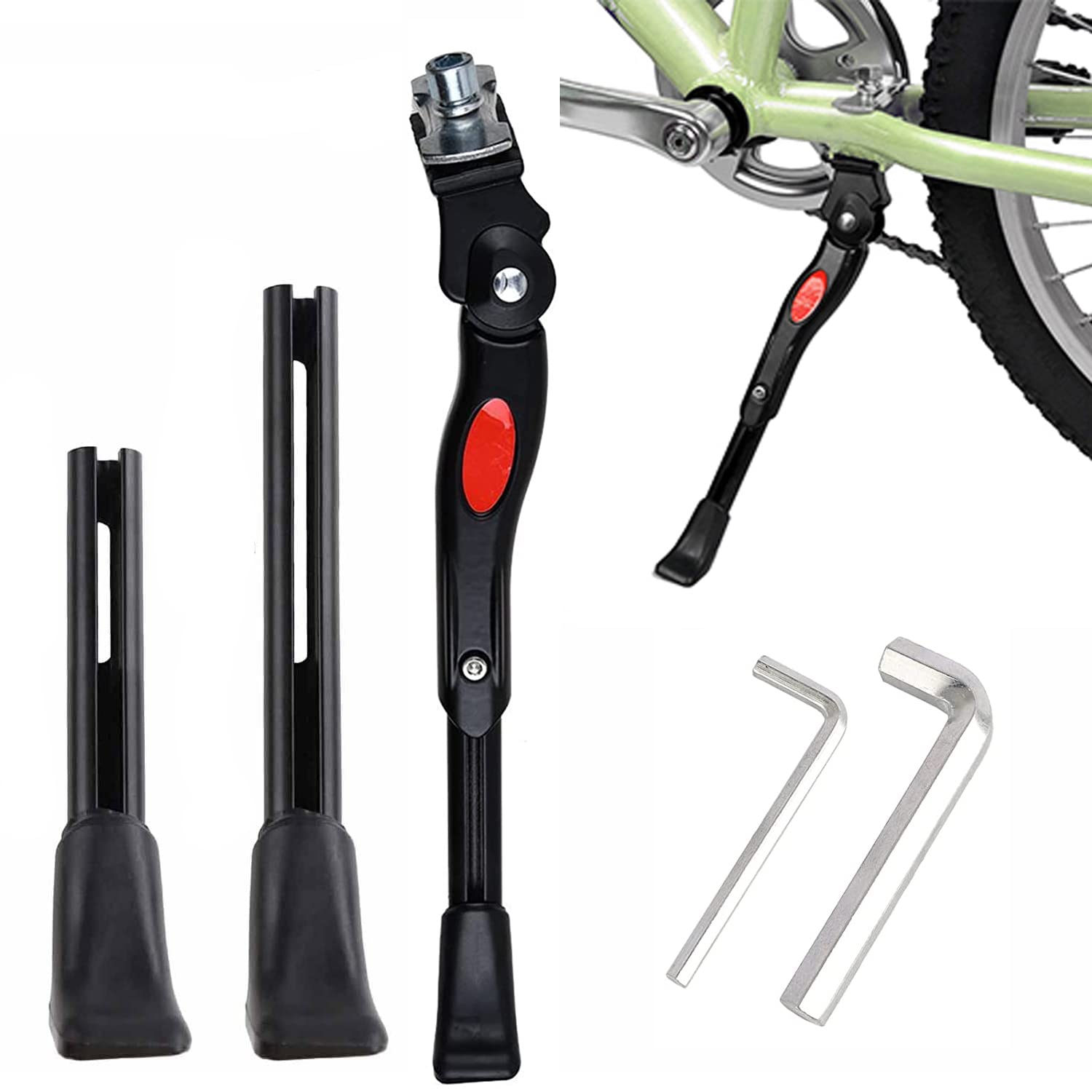 Tuohwue Bicycle Stand 22-29 Inches Height Adjustable Non-Slip Side Stand Sturdy Bicycle Stand for Mountain Bike, E-Bike, Trekking Bike, City Bike, Commuter Bikes