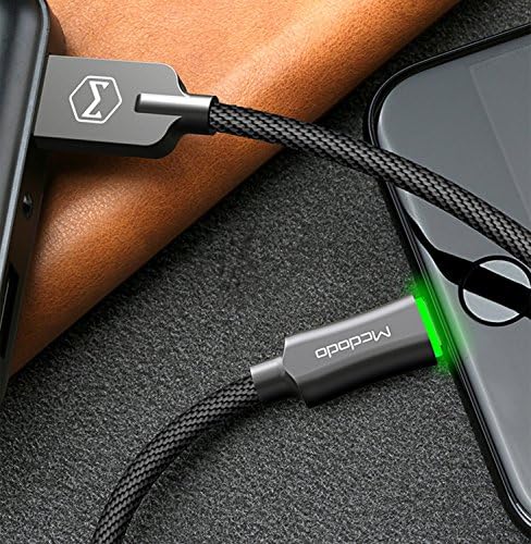 Smart LED 6FT/1.8M Auto Disconnect iPhone Lightning Charging Nylon Braided Sync Charge USB Data Cable For iPhone 7/7 Plus, 6/6 Plus, 6s/6s Plus, 5s/5c/5, iPad Pro/Air 2, iPad mini 4/3/2, iPod