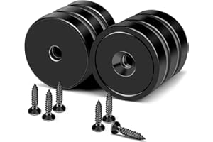 MIKEDE Neodymium Magnets, 40lbs Earth Magnets Heavy Duty, Small Round Rare Earth Base Magnet with Holes in The Center, Cup with Screws Disc Magnet for Wall Mounting - 6 Pack