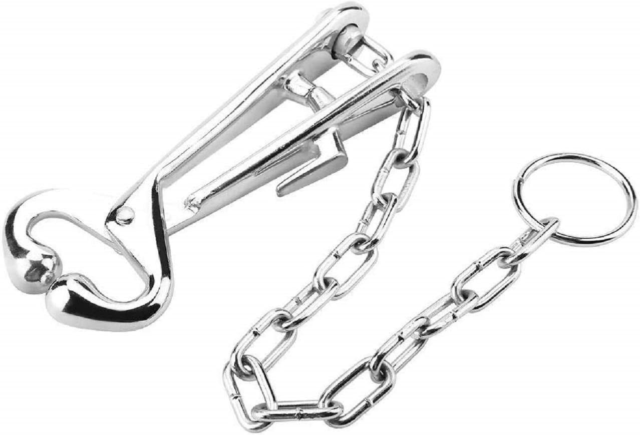 koeall Stainless Steel Cow Nose Pliers Cow Cattle Bull Nose Lead with Chain Pulling Tool for Farm Ranch Veterinary Outdoor