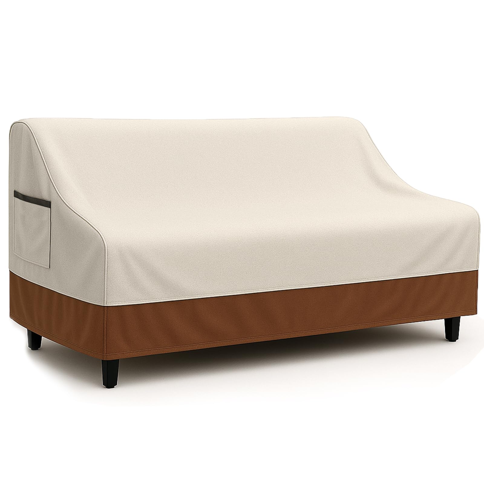 CVFERQE Waterproof Patio Loveseat Cover, 76W x 32.7D x 33H inches Heavy Duty 600D Weather-Resistant Outdoor Furniture Protector Beige and Brown