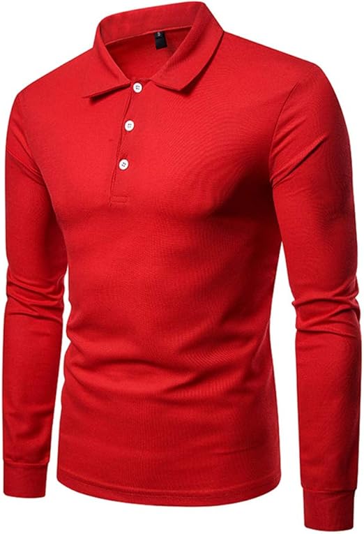 PRJN Poloshirts Herren Basic Langarm Baumwolle Polohemd Golf T-Shirt Poloshirt Herren Langarm ...