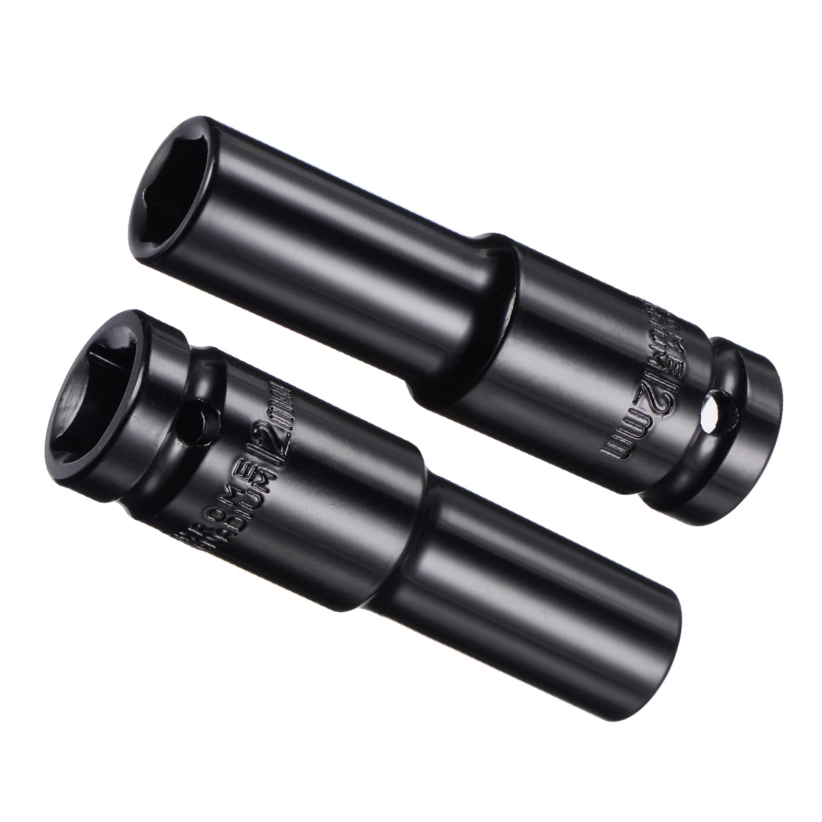 CoCud Deep Impact Socket, 1/2" Drive 12mm Socket, CR-V Steel Rounded Corner Design 6-Point Deep Impact Socket - (Applications: for Screw Installation and Removal), 2-Pieces