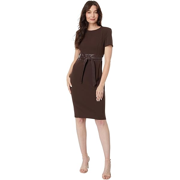Calvin Klein Womens Solid Faux Leather Sheath Dress Black 6 at Amazon  Women's Clothing store
