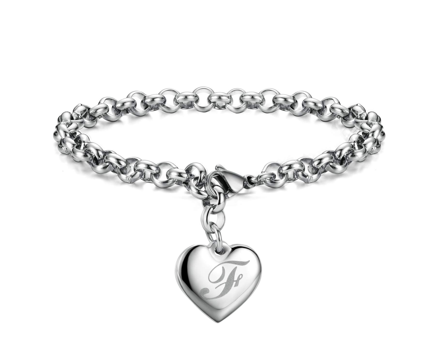 MonilyInitial Charm Bracelets for Girls Letters Alphabet Heart Bracelet Jewelry Gifts for Teen Girl