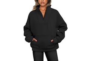 Jhsnjnr Women's Half Zip Pullover Workout Tops Long Sleeve Fleece Lined Sweaters Oversized Sweatshirt