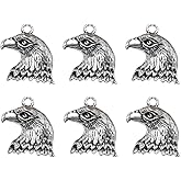FENICAL 20pcs Alloy Eagle Head Pendants Antique Silver Jewelry Making Pendants for Necklace Bracelet Keychain Diy Charms Scrapbooking 0.86 X 0.78 X 0.15 in