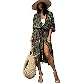 CHERRY CAT Tie Dye Swimsuit Cover up Open Front Beach Coverup Long Kimono Lightweight Summer Swimwear Cover Ups for Women