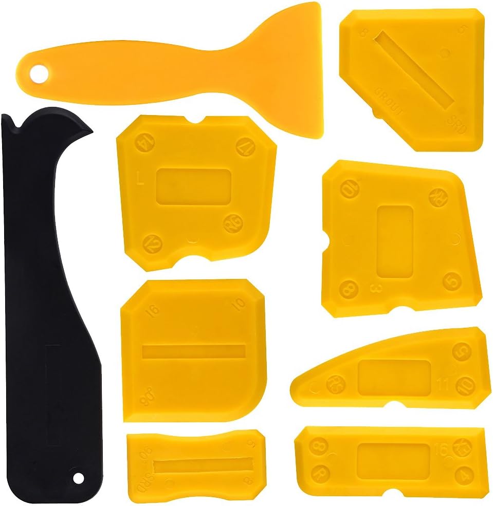 KUUQA Silicone Sealant Tool Kit 9 Pcs Caulking Grout Finishing Tools