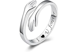 ACJFA Hug Rings for Women Sterling Silver Adjustable Ring for Women Daughter Hand Ring Jewelry for Birthday Gifts Holiday Gift for Women Teens