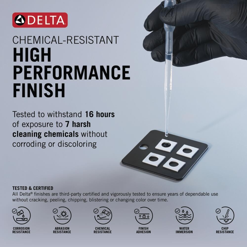 Delta Modern Matte Black Bathroom Faucet 1 Hole, Single Hole Bathroom Sink Faucet for Vanity, Push-Pop Drain Assembly, Matte Black 581LF-BLGPM-PP