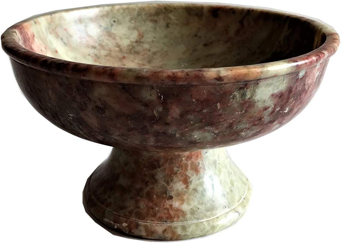 Om Soapstone Incense Burner Bowl/Smudge Pot/Wicca Ritual Offering Bowl 5" W x 3" H SBR60