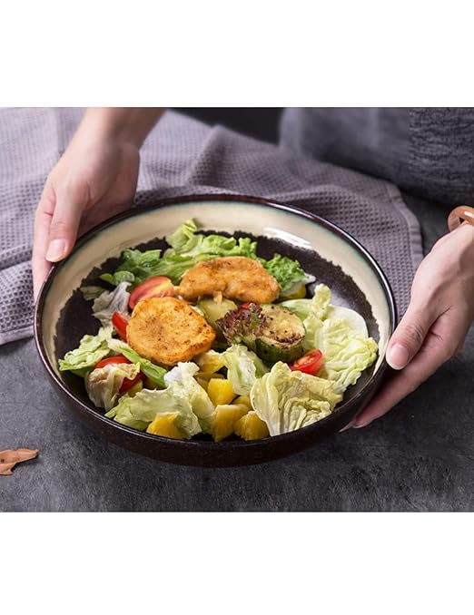 StudionFun Cuenco de cerámica de 10 Pulgadas, Arroz Redondo/Plato ...