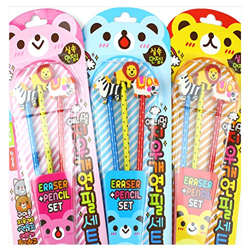 [Eraser Pencil SET ] School Kids Pencil set, Cute animal pencil erasers set, Animal Pencil set - Thumbnail 2