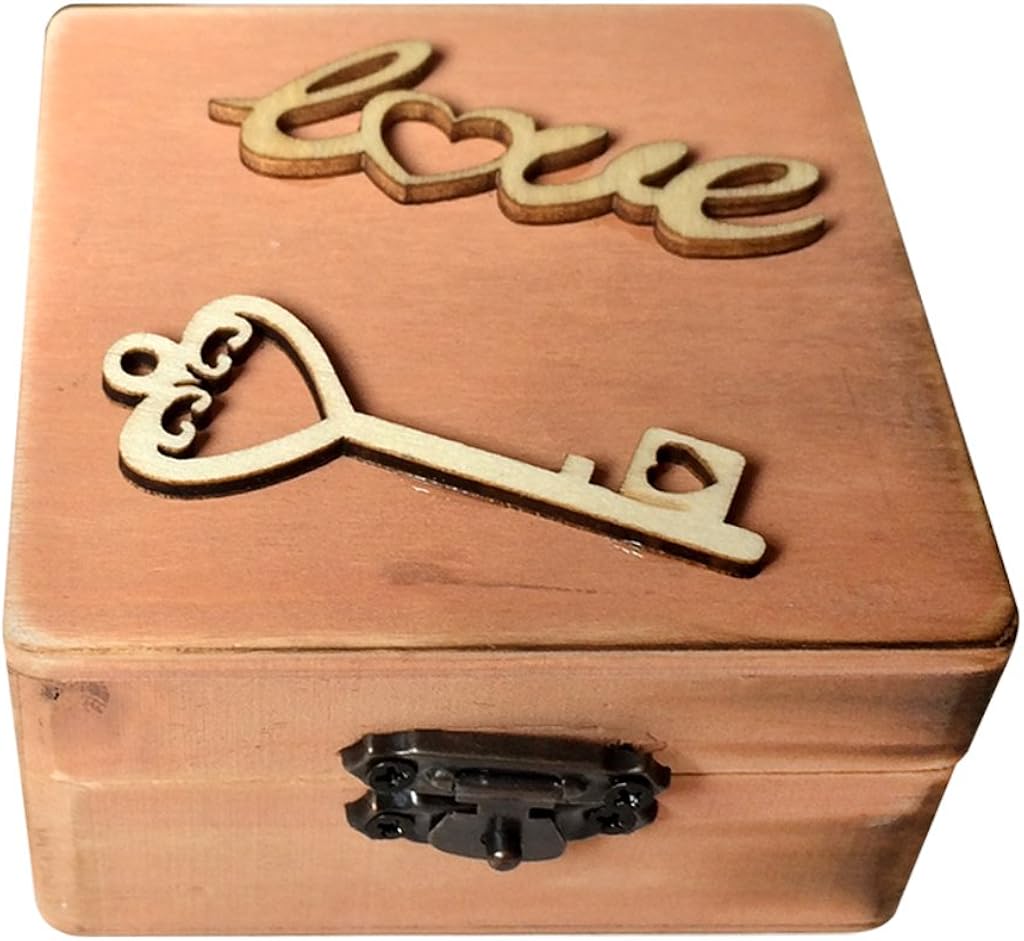 Jili en línea Vintage caja de cartas de amor de madera anillo anillos