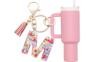 Altally Mini Tumbler Keychain Chapstick Holder,Cute Stanley Cup Charms For Backpack Initial Letter Keychains For Women Girls