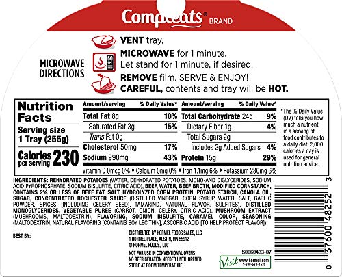 HORMEL COMPLEATS TENDER BEEF WITH MASHED POTATOES AND GRAVY