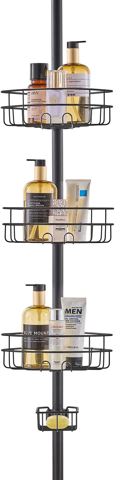 VEVOR Shower Corner Caddy Tension Pole, 39"-125" Adjustable Height