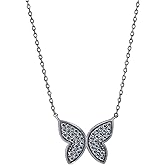 Jewels By Lux Sterling-Silver Womens Cubic-Zirconia Butterfly Rolo Link Necklace