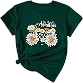 OYOANGLE Women's Floral Short Sleeve T Shirts Letter Graphic Crew Neck Casual Tee Tops