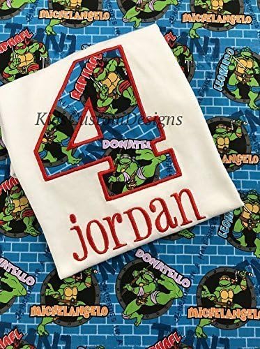 Ninja turtles birthday shirt embroidered Any age Michaelangelo Donatello Leonardo Raphael