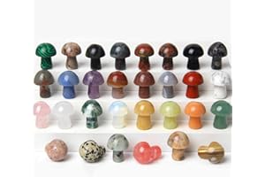 2TTFishoo 15PCS Assorted Color Natural Stones Mushroom Sculpture Decor Crystal for Home Crafts Flower Pot Gemstone Mini Mushroom Hand Making Yard Decoration