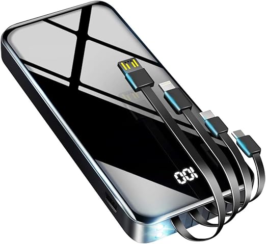 Amazon 400mah大容量 21年最新版 モバイルバッテリー 大容量 4種類ケーブル内蔵 2 1a急速充電 Type C スマホ充電器 タイプc対応 Lcd残量表示 2個ledライト Pse認証済 持ち運び便利 災害 旅行 出張 停電対策 緊急用必携 防災グッズ Iphone Android対応