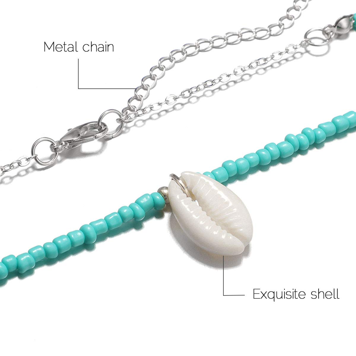 10PCS Seed Bead Choker Necklace, beaded choker Trendy Colorful Boho Chokers Necklace Chain Bohemian Rainbow Tiny Seed Rice Beaded Necklaces Jewelry for Women Girls