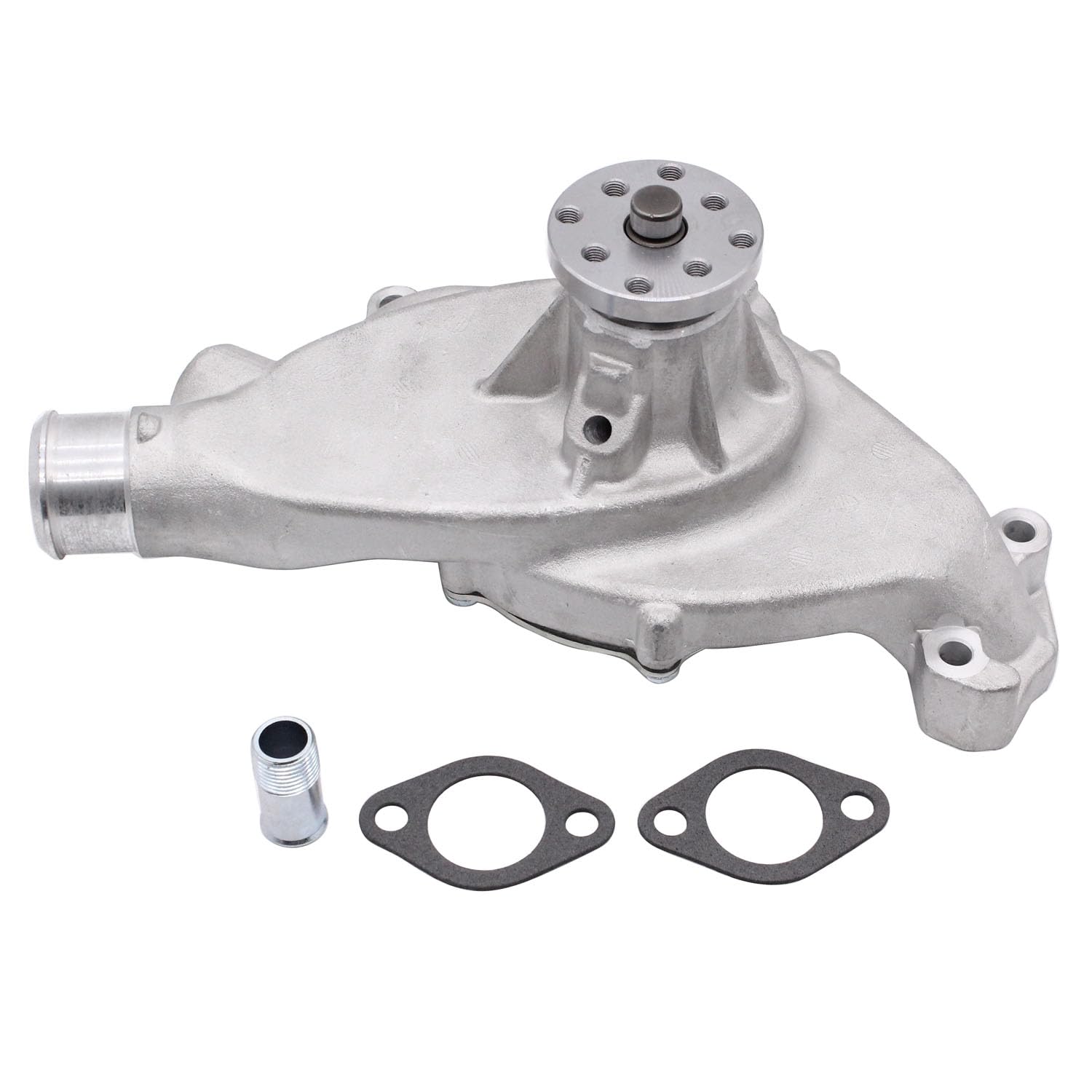 Photo 1 of 1 Set SHLPDFM Satin BBC Straight Impeller High Volume Aluminum Short Water Pump Compatible with Big Block Chevy 396 402 427 454 502 engines