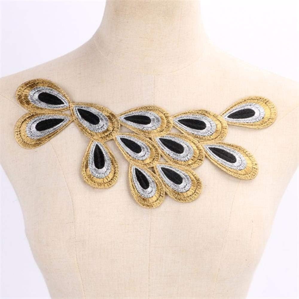 1piece Multicolors Embroidered Lace Neckline Collar Motif Applique Patches for Fashion Design,NL004