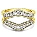 TwoBirch Sterling Silver Vintage Filigree and Milgrained Contour Ring Guard With Cubic Zirconia (0.75 ct.)