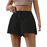 SHENHE Women's Summer Elastic Waist Casual Lounge Beach Loose Shorts with Pockets