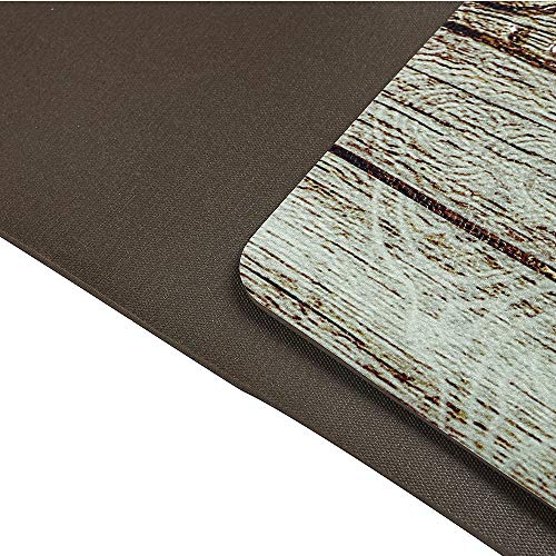 Kitchen Floor Comfort Mat Set, HiiARug Anti Fatigue Standing Mats 2-PACK Kitchen Runner and Rug Waterproof Oil Proof Ergonomic PU Leather Cushioned Kitchen Rug Set (Wood Pattern2, 18"x30"+18"x48")
