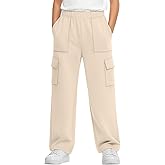 LessonZoo Boy's Cargo Sweatpants Baggy Straight Leg Pants Elastic Waist Open Bottom Athletic Joggers with Pockets
