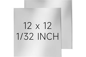 YLJNGUS 304 Stainless Steel Sheet - 2PCS 12" X 12" X 1/32" Thin Stainless Steel Plate 1/32 Inch Thickness with Protective Film Metal Sheets Shim Stock for Kitchen DIY Crafting (305 x 305 x 0.76 mm)