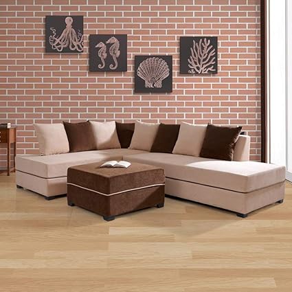 Evok Apollo Five Seater L-Shaped Sofa (Light Brown)