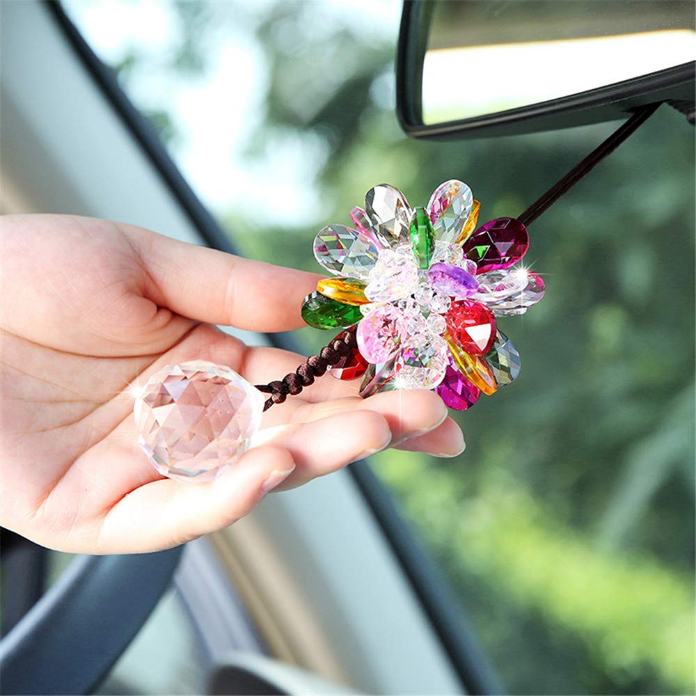 WEISIPU Crystals Ball Prisms Suncatcher Hanging Ornament Crystals Rainbow Flowers with Clear Crystal Pendants for Home, Office, Garden Decoration, Car Pendant, Birthday Present(Colorful) ...